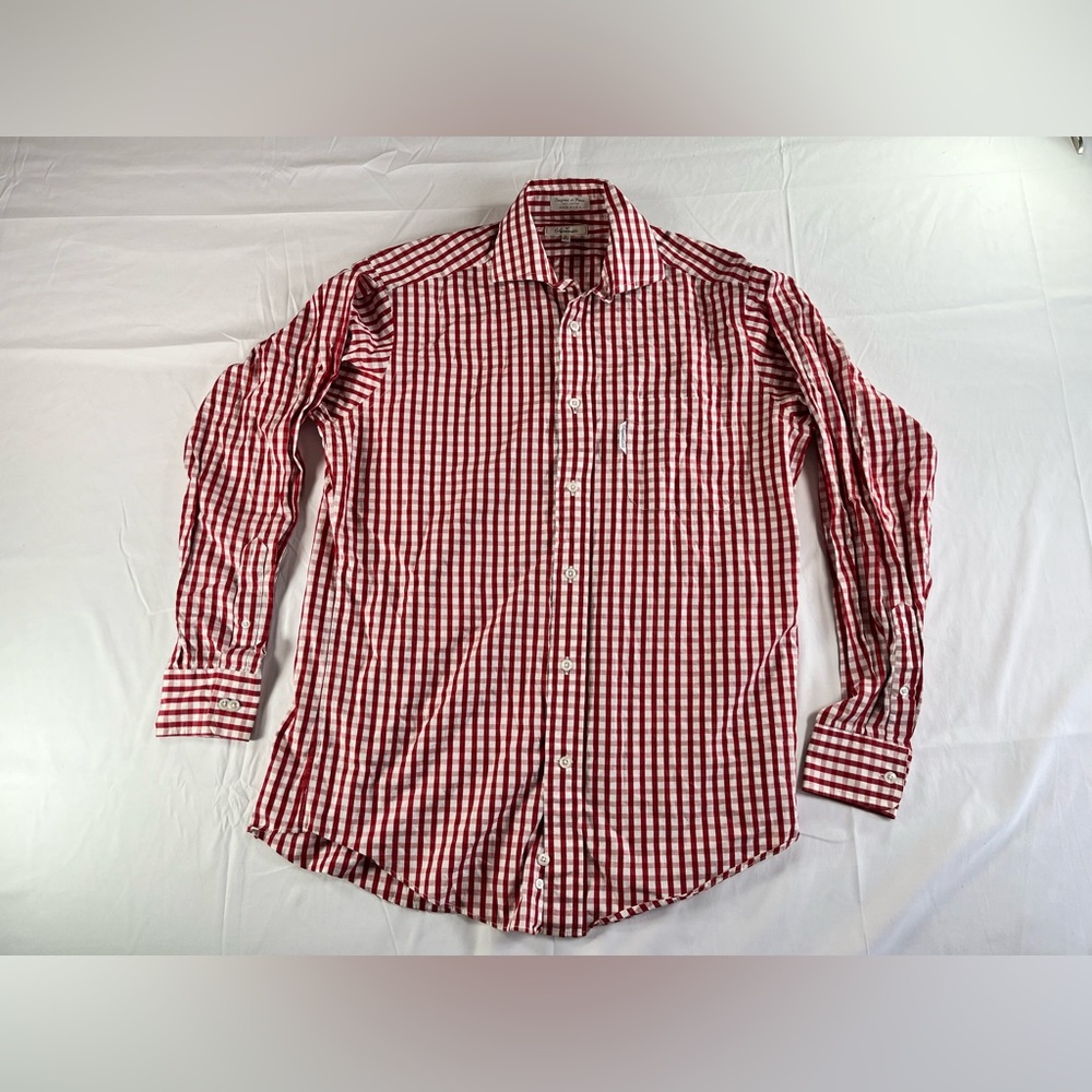 Men's Faconnable Red And White Dress Shirt Made in USA Size 151/2L